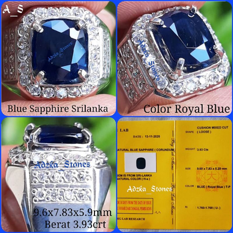 Royal Blue Sapphire Safir Srilangka Memo Big Lab