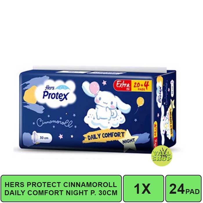 VSHOP. HERS PROTECT CINNAMOROLL DAILY COMFORT NIGHT 20+4 PAD (P=30 CM)