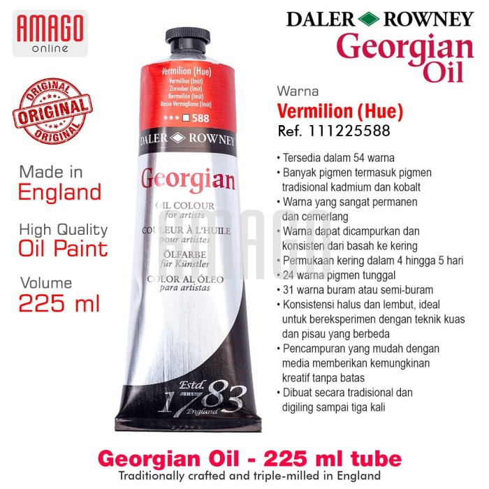 DALER-ROWNEY - GEORGIAN OIL PAINT 225 ml - VERMILION HUE - 111225588