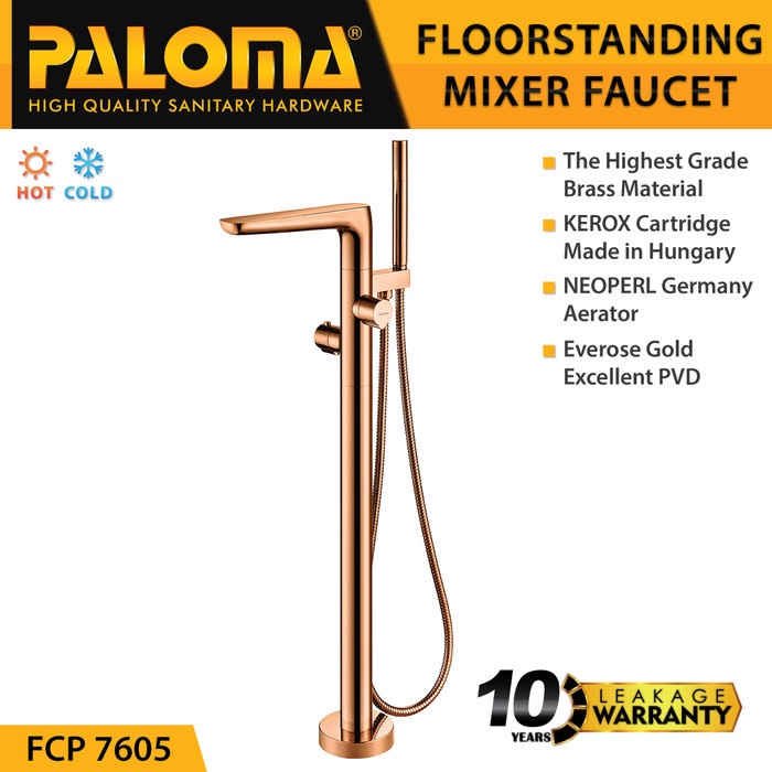 PALOMA FCP 7605 KRAN Mixer Bathtub Lantai Floor Panas Dingin ROSE GOLD