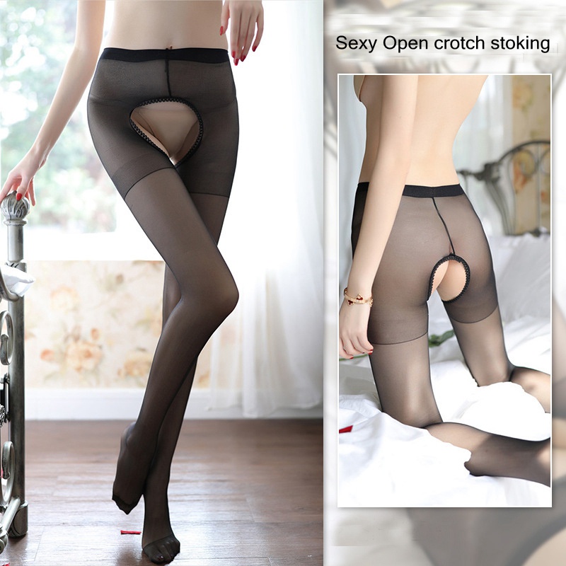 Lingerie Sexy Stoking Open Crotch Pantyhose Selempang Tipis Stoking Malam Romantis 3A233