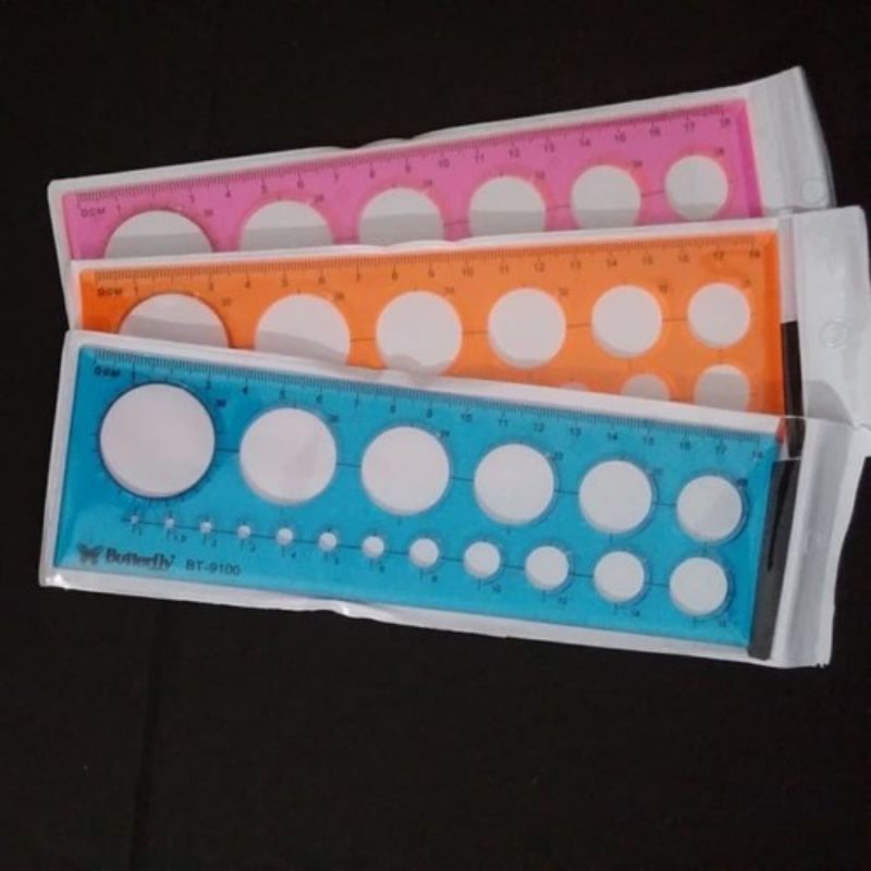 Penggaris Lingkaran / Circles Template Ruler Butterfly BT-9100