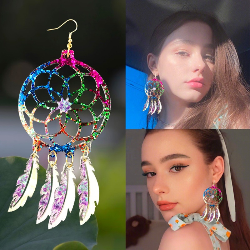 SIY  4 Pcs/Set Dream Catcher Feather Pendant Epoxy Resin Mold Earrings Necklace Keychain Silicone Mould DIY Crafts Jewelry Decorations Casting Tools