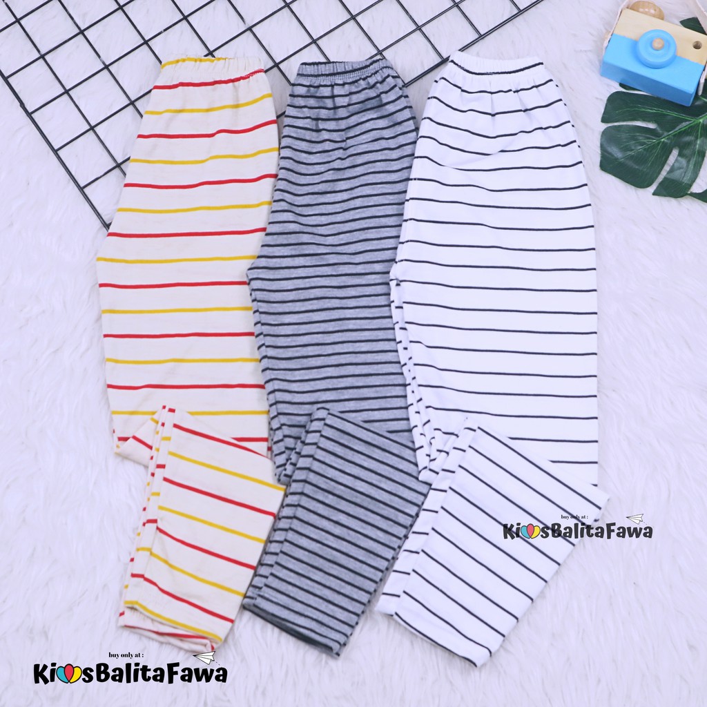 Legging Salur uk 1-15 Tahun / Bahan Kaos Anak Celana Panjang Anak Perempuan Pants Lejing Laging Murah Polos Adem babycinnamon