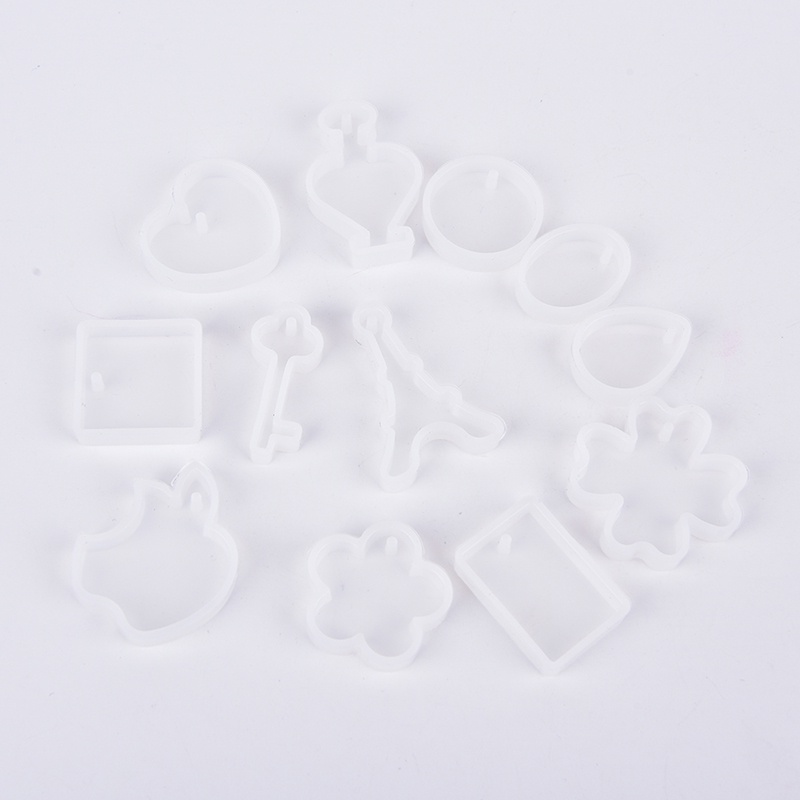 12 Pcs / set Cetakan Resin Bahan Silikon Bentuk Kunci Tetesan Air Untuk Membuat Perhiasan