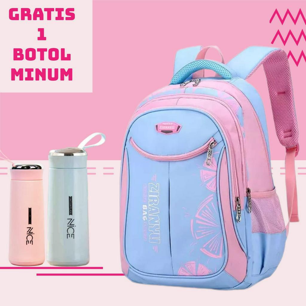 Tas Ransel Sekolah Anak Perempuan SD SMP SMA POLO MOTIF BUNGA