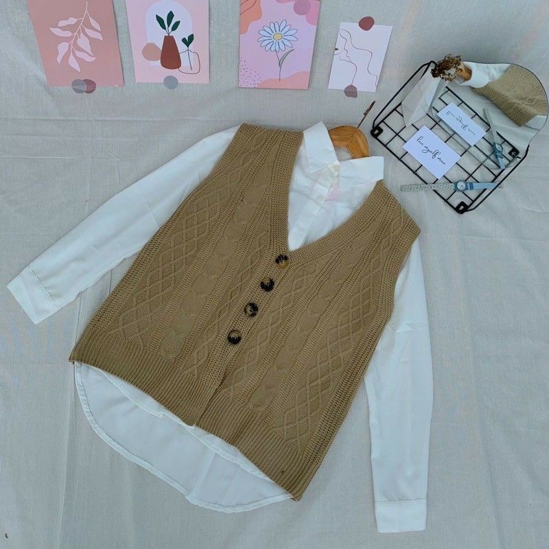 Polos Vest Wanita Fashion Dewasa Pendek Terbaru Vest Oversized Premium Q7G4 Atasan Wanita Rompi Moti