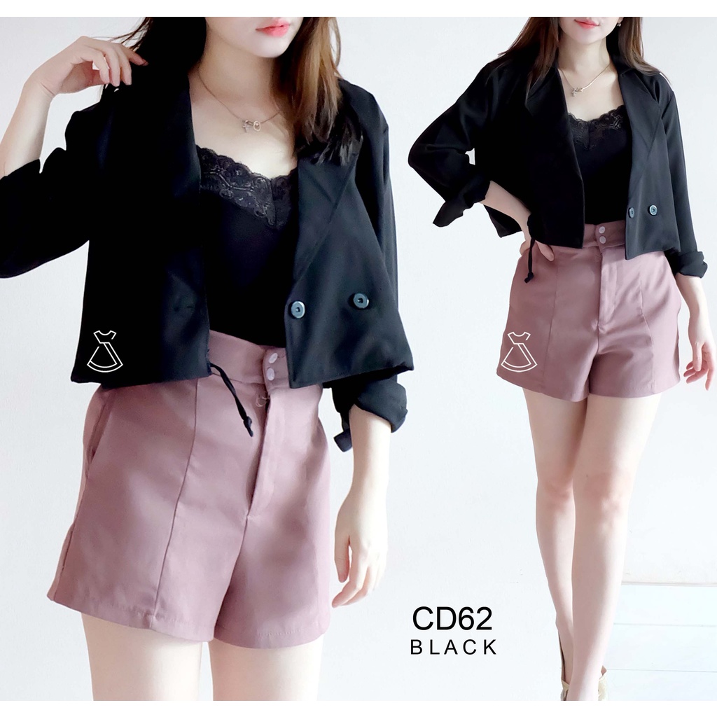 CD62 - Outer Blazer Wanita Basic Cropped Cotton Stylish Casual Look