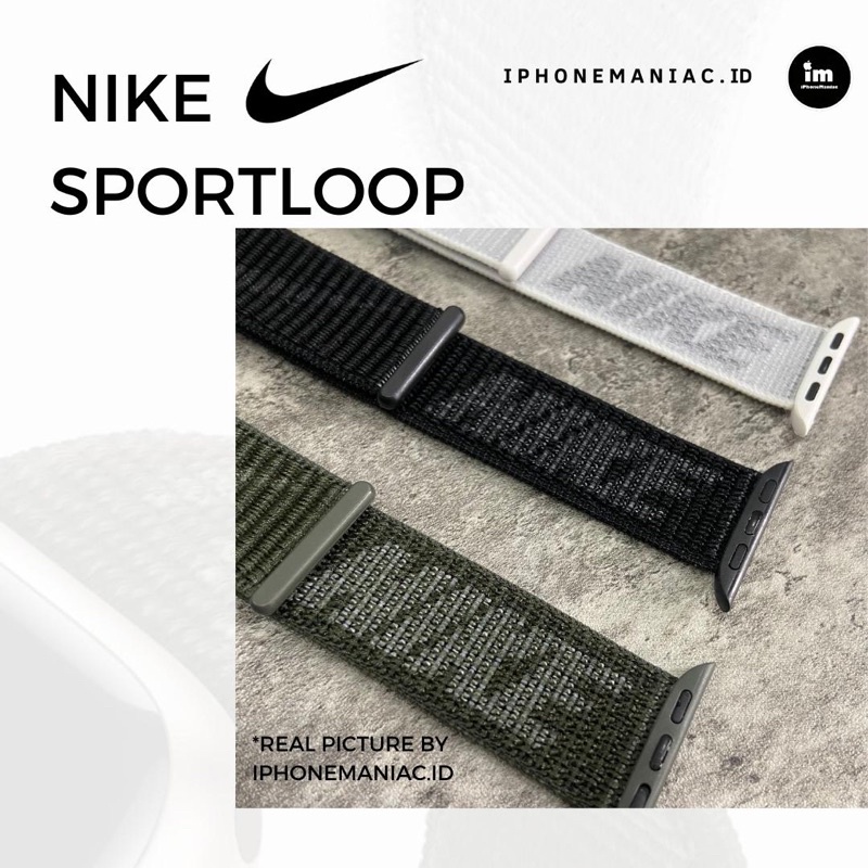 STRAP APPLE WATCH IWATCH SMARTWATCH NYLON SPORTLOOP &amp; SPORTBAND NIKE - OLIVE FLACK SIZE 38mm 42mm 40mm 44mm 41mm 45mm Series 7 6 5 4 3 2 1 SE