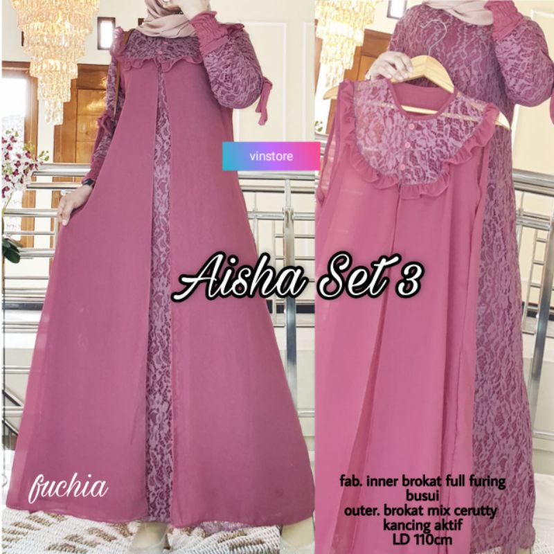 (BISA COD) AISHA SET 3 • SETELAN GAMIS WANITA ORI VINSTORE