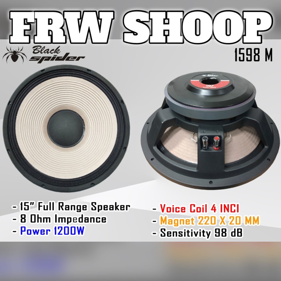 SPEAKER KOMPONEN BLACK SPIDER 1598M / BLACKSPIDER 1598 M (ORIGINAL) 15INC