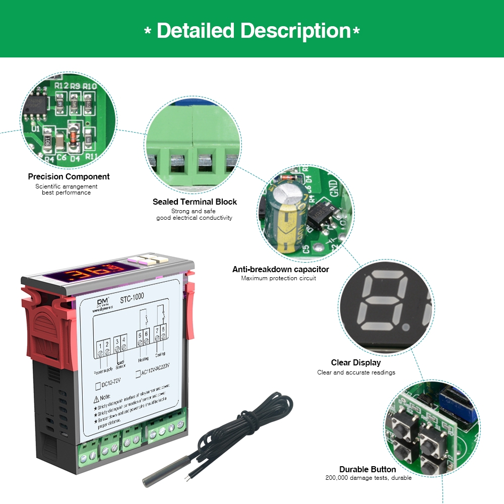 [IN STOCK/COD]STC1000  Digital Temperature Controller DC 12V 24V 12V-72V AC 110-220V Thermostat + Probe