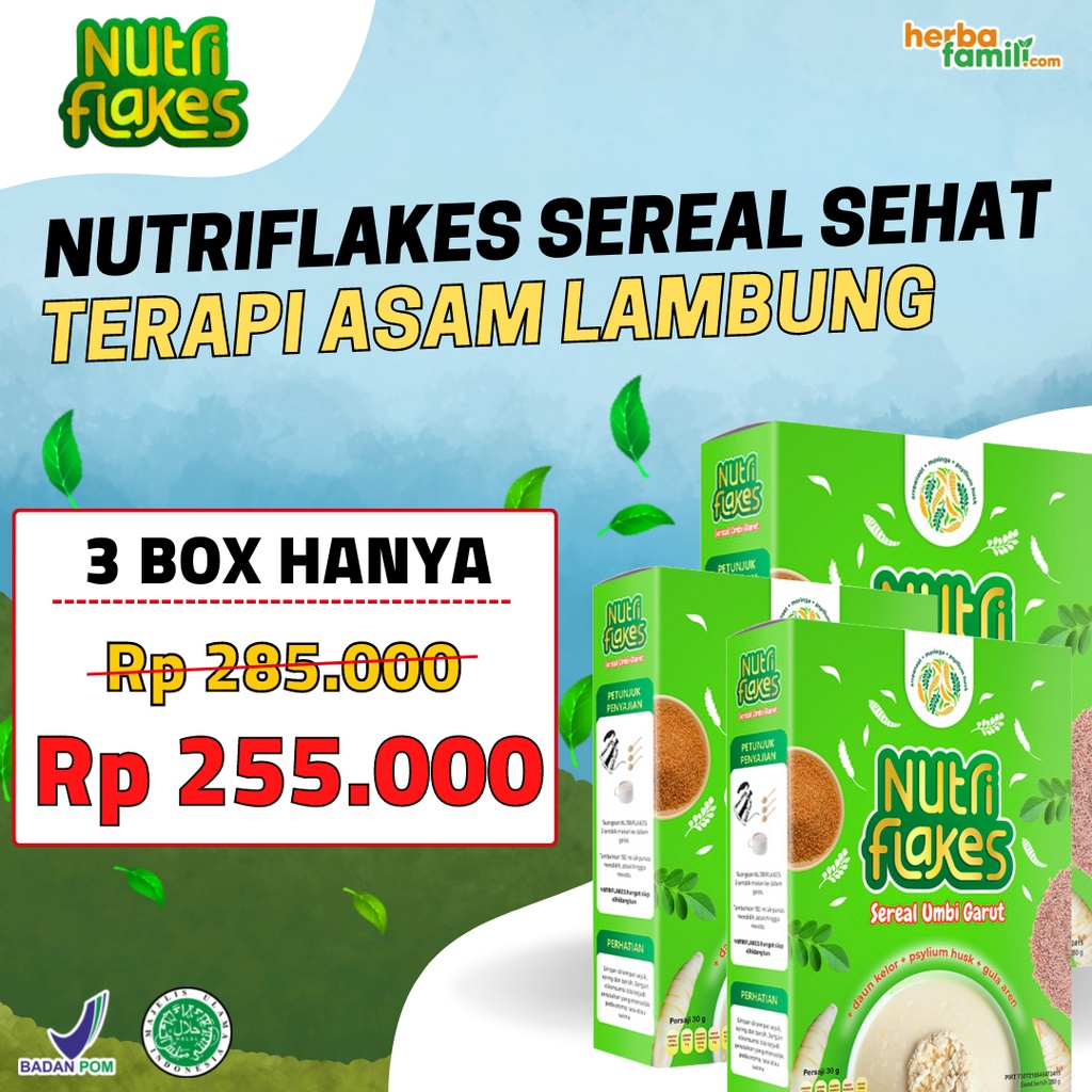 [PROMO] PAKET 3 BOX NUTRIFLAKES | SEREAL UMBI GARUT SOLUSI ASAM LAMBUNG DAN MAAG