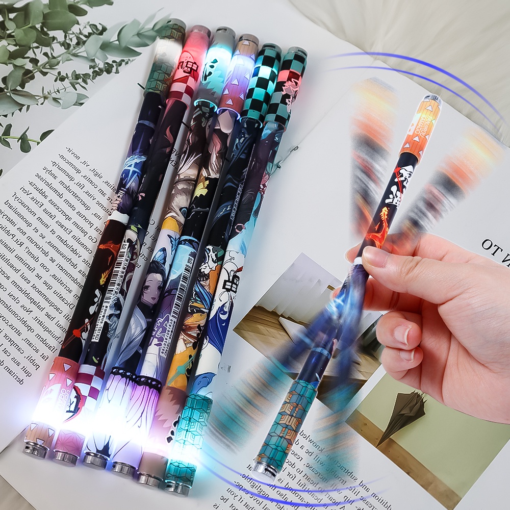 Pulpen Flash Warna-Warni LED Pena Berputar Genggam Keren Mainan Belajar Universal Puzzle Game Pena Dinamis