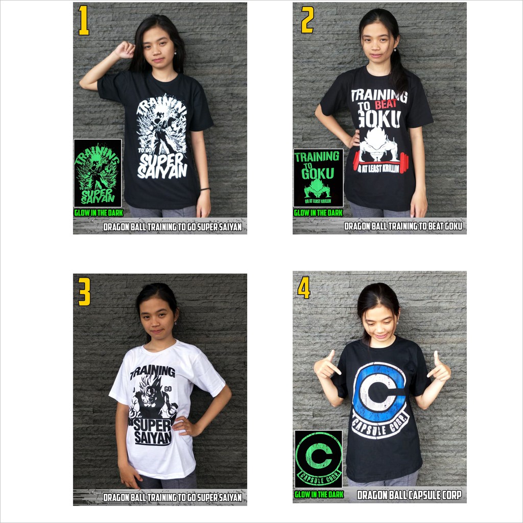 KAOS BAJU SABLON MANUAL Dragon Ball GLOW IN THE DARK