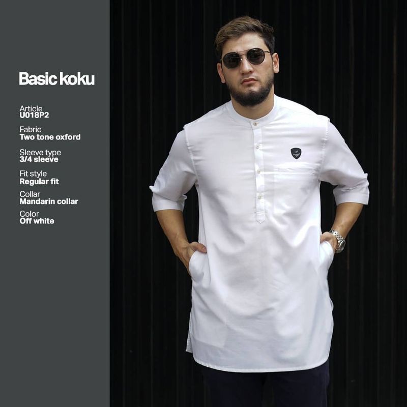 KOKO KURTA SAMASE KOKU BASIC U018P LENGAN 3/4 OXFORD TWO TONE