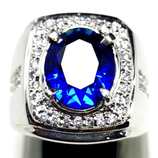 BATU PERMATA KING SAFIR CHATAM ROYAL BLUE RING PERAK BANGKOK 926 SIAP PAKAI