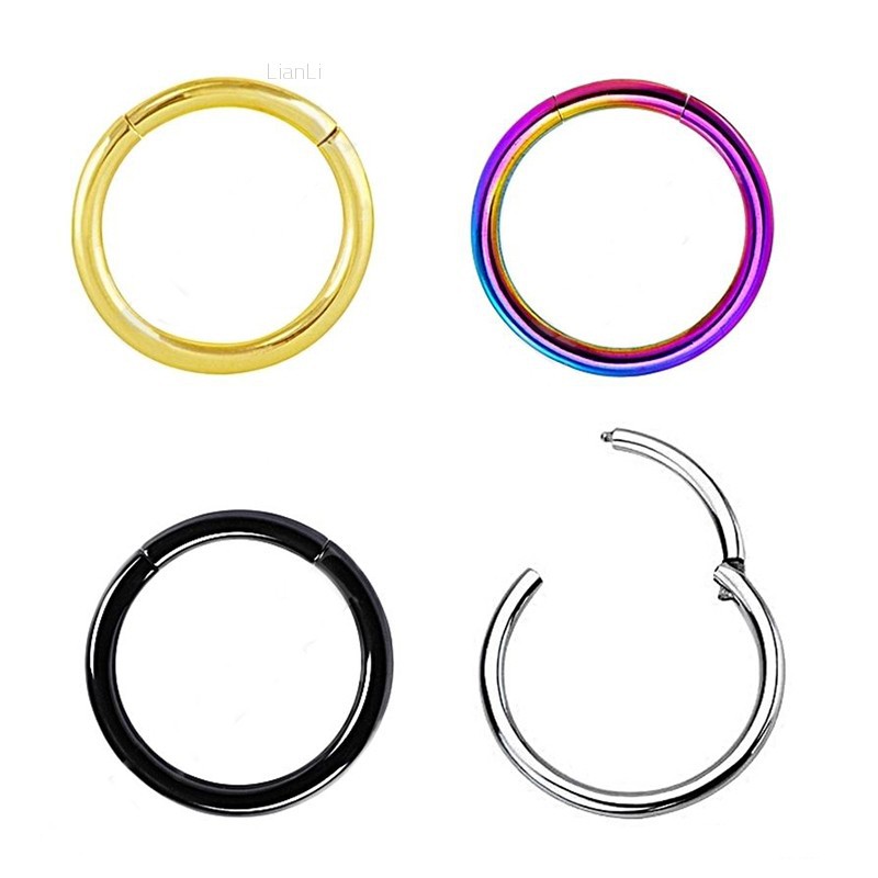 Lianli 1pc 16g 14g Hinged Segment Hoop Ring Lip Nose Septum Cartilage Piercing Jewelry