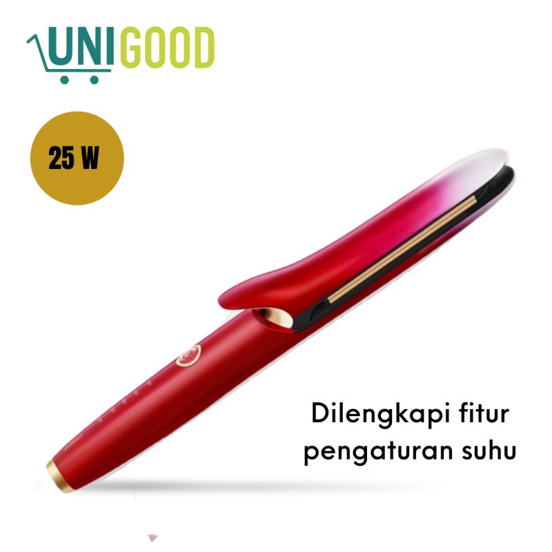 UNIGOOD - Catokan Rambut Poni Riwa 2 in 1 Plat Oval Curler Keriting Lurus Keramik