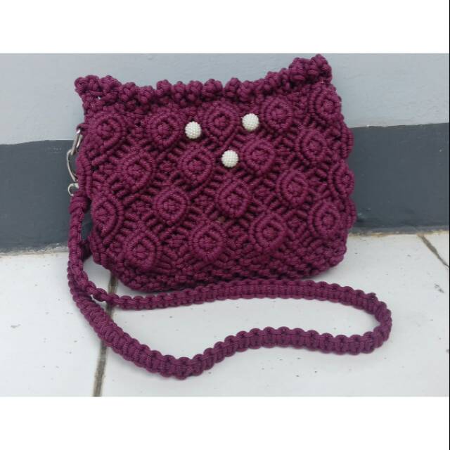 Tas tali kur motif bunga + furing
