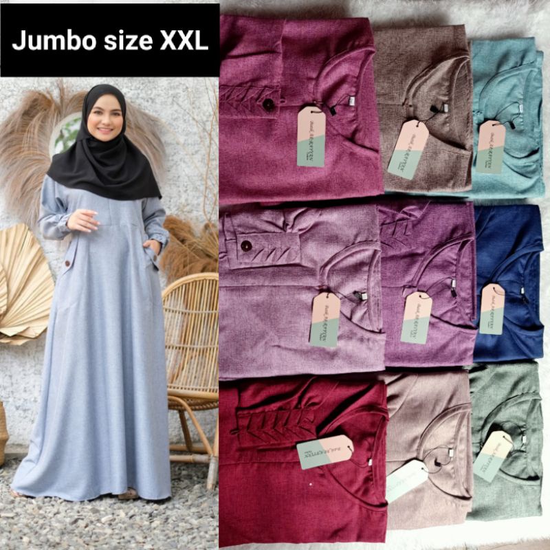 Gamis katun madina saku Jumbo size XXL termurah/ terlaris/ best seller