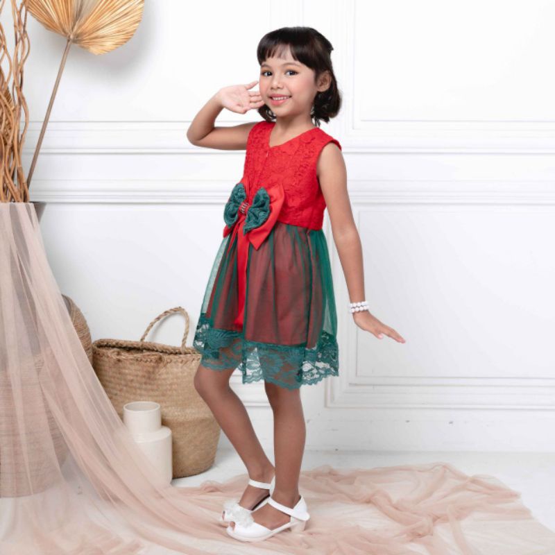 DRESS NATAL ANAK PEREMPUAN / ADELIA DRESS PESTA ANAK / DRESS COUPLE IBU DAN ANAK / BAJU NATAL ANAK P