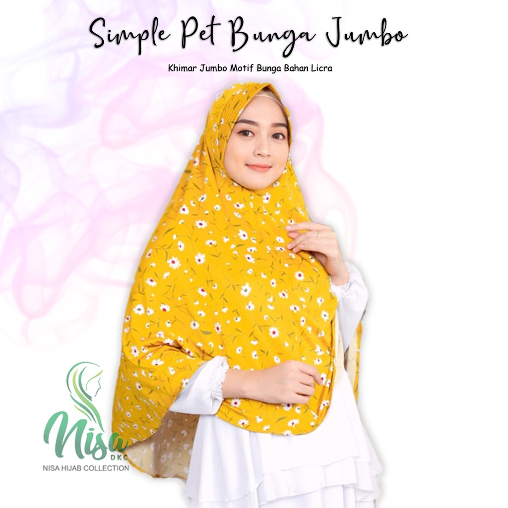 Khimar Jumbo Motif Simple Pet Jilbab Bunga Hijab Jersey Nisadkc