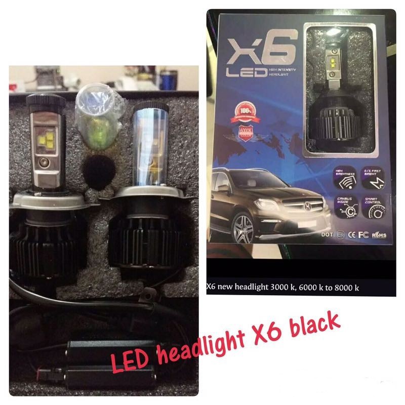 Lampu depan UTAMA MOBIL LED X6 H4 2 Warna 6000K / 4300K SANGAT terang putih dan kuning WATERPROOF dalam 1 lampu import best