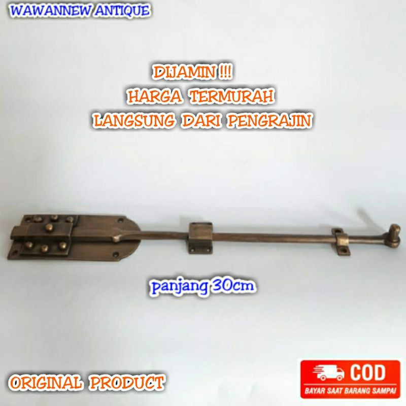 TERMURAH Grendel Pintu Batavia Rumah Pagar Kuningan Antik Panjang 20cm 30cm