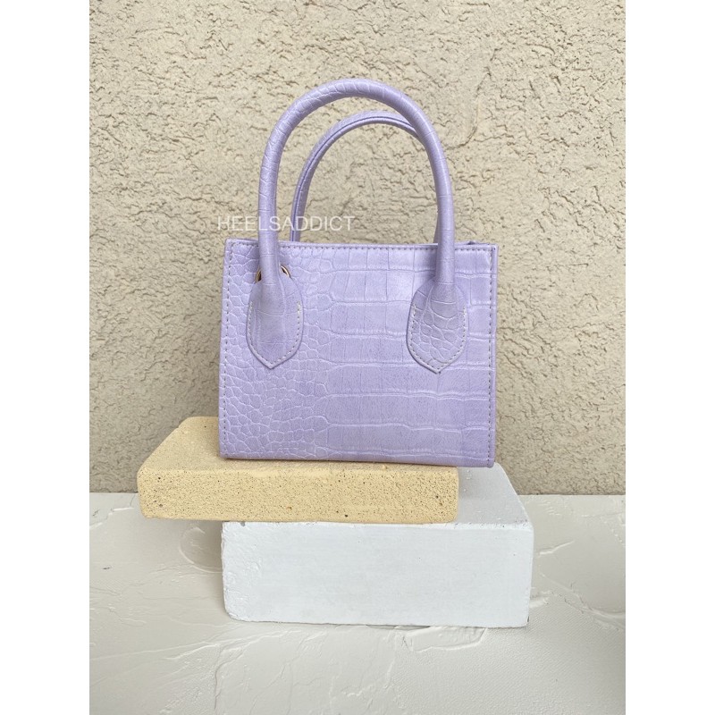 Heelsaddict - Naomi - Vintage Slingbag Croco Tas Wanita-Lilac