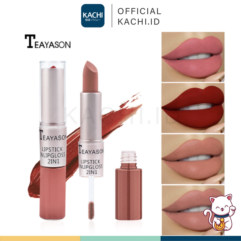 KACHI - TEAYASON 2in1 Matte Lipstick Lipgloss Waterproof Eyeshadow Blush 12 Colors TE004