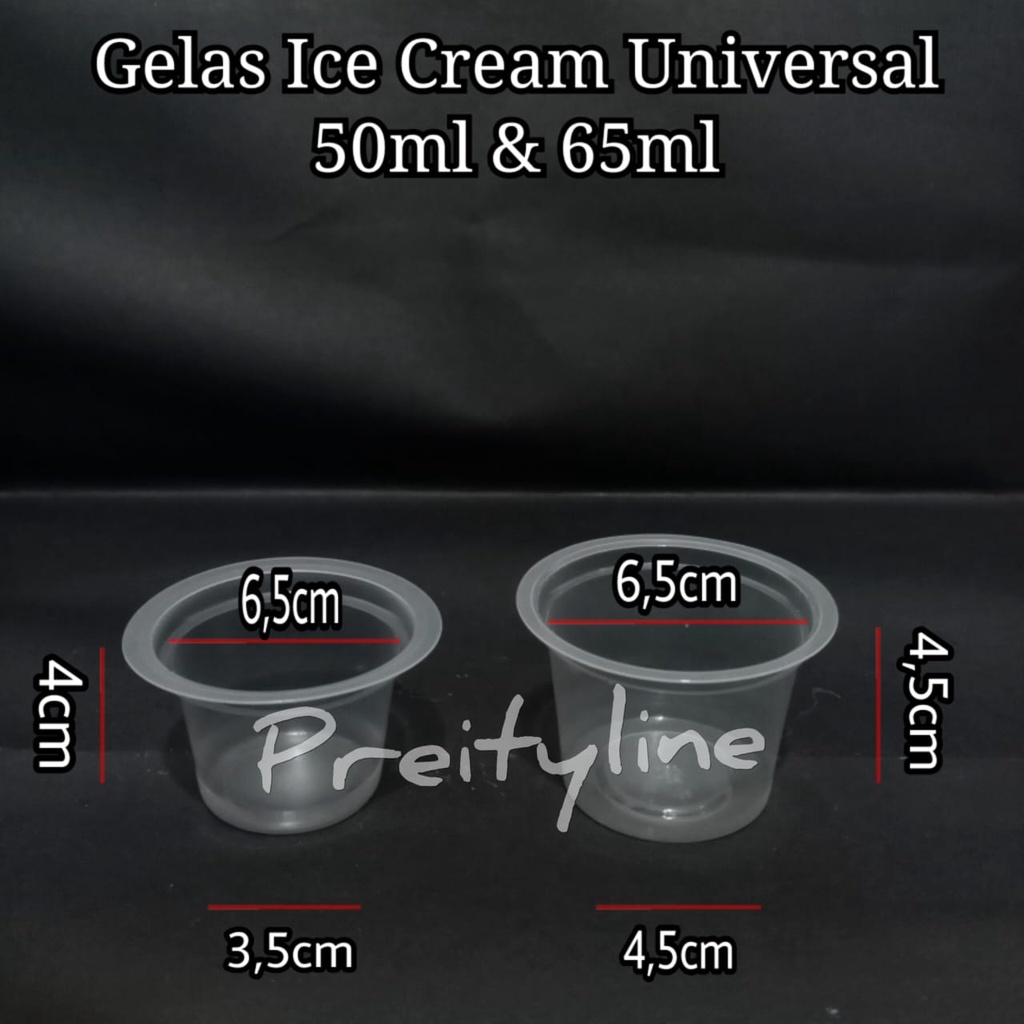 Gelas Ice Cream UNIVERSAL 50ml & 65ml // Cup Jelly Agar Pudding @50pcs