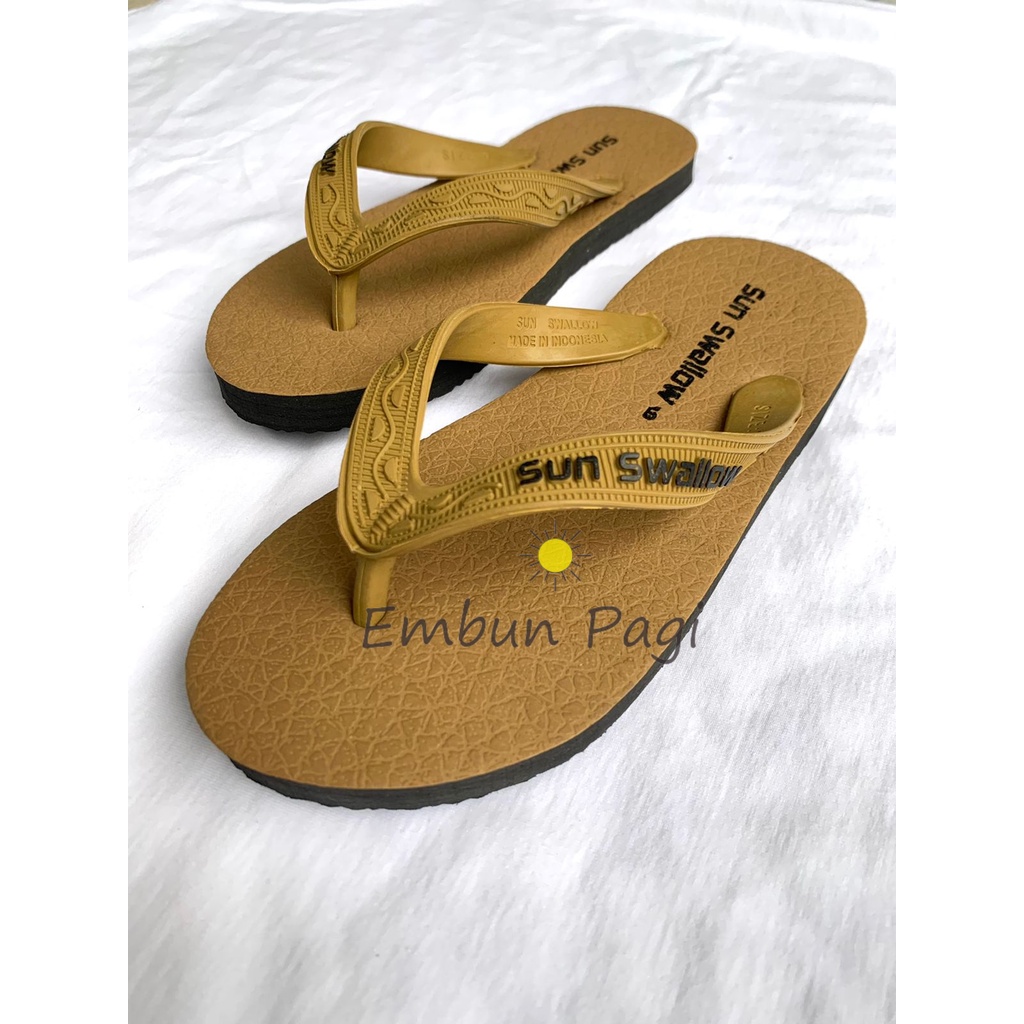 Sandal Jepit Motif Kulit Pria Wanita Unisex Sun Swallow Ukuran 9-9,5-10-10,5