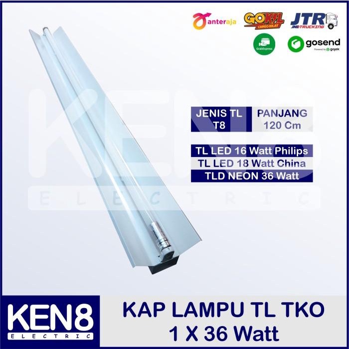 Kap Lampu TL TKO 1 x 36 Watt | 1 x 16 Watt LED