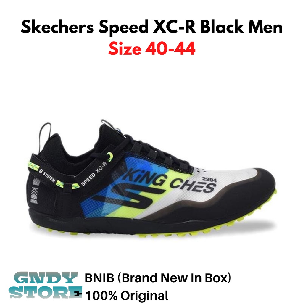 Sepatu Lari Pria Skechers Speed XC-R 55268/BKBL Men Black Running Shoes Original Resmi Store BNIB 100%