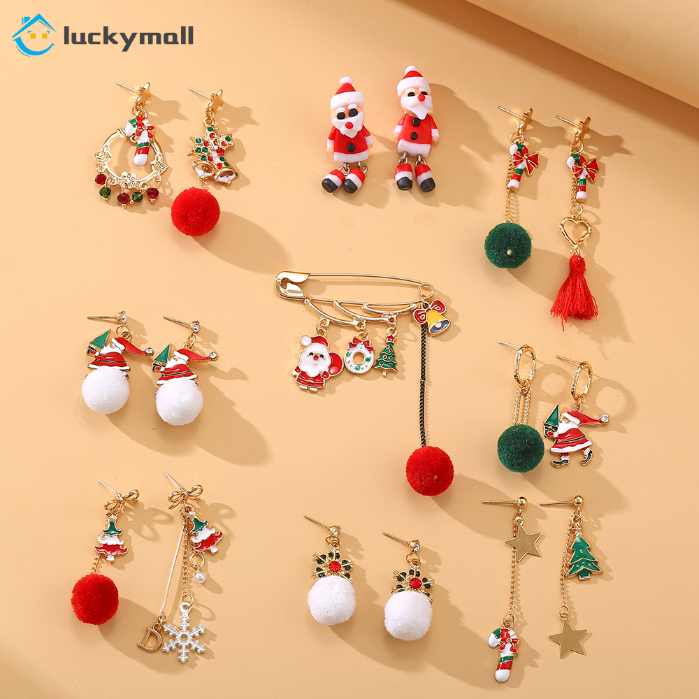 Fashion diamond pearl Santa Claus Earrings Set women Earrings simple jewelry accessories