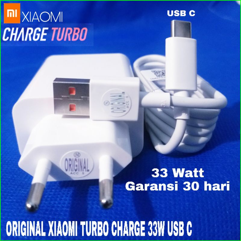 Charger Xiaomi Redmi Note 9 Pro TURBO CHARGE 33 Watt ORIGINAL 100% Type C