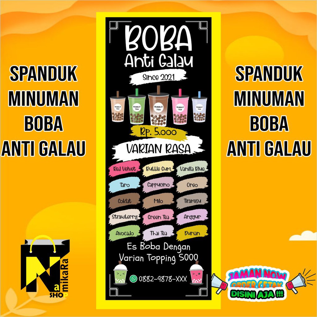 Jual Spanduk Banner Backdrop Aneka Minuman Kekinian T 2193