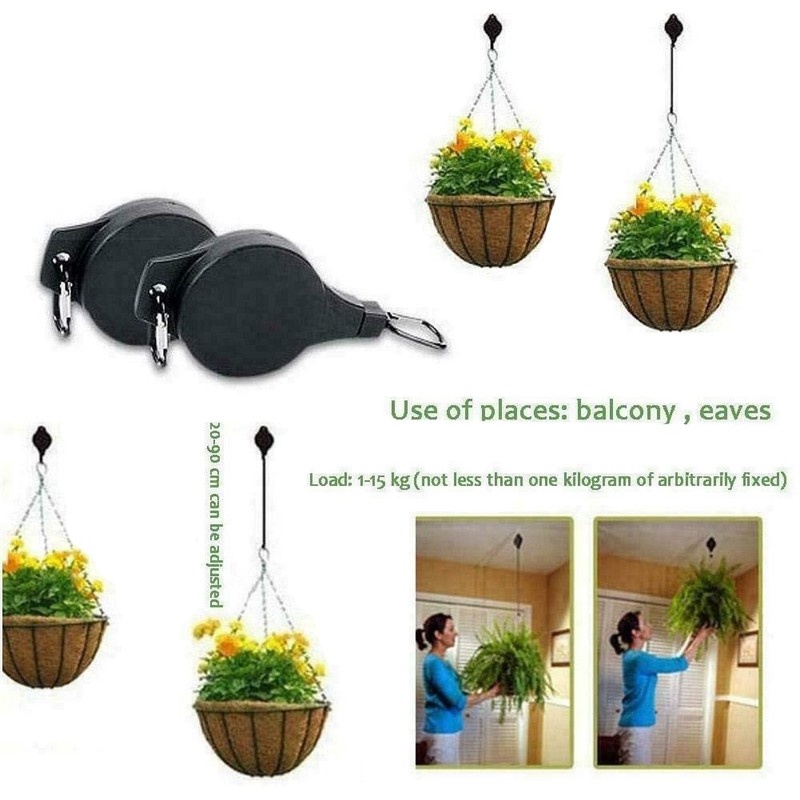 [Liftable Telescopic Flower Basket Hook] [Retractable Pulley Drop-down Flower Pot Hanging Basket Hook] [Hanging Plant Pot Hook]