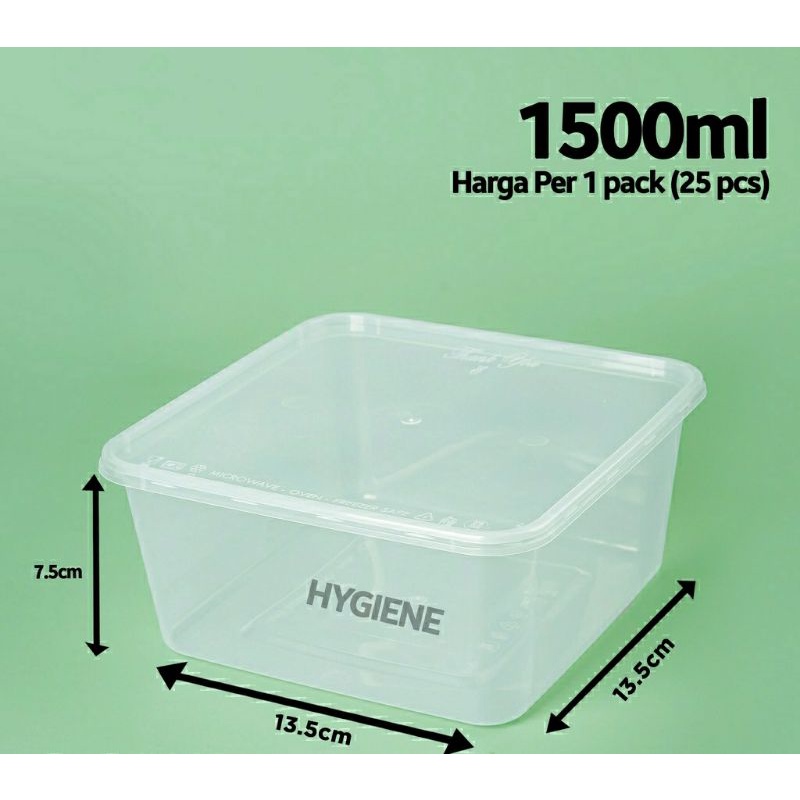 Kotak Makan Persegi 1500ml / Tinwall 1500ml