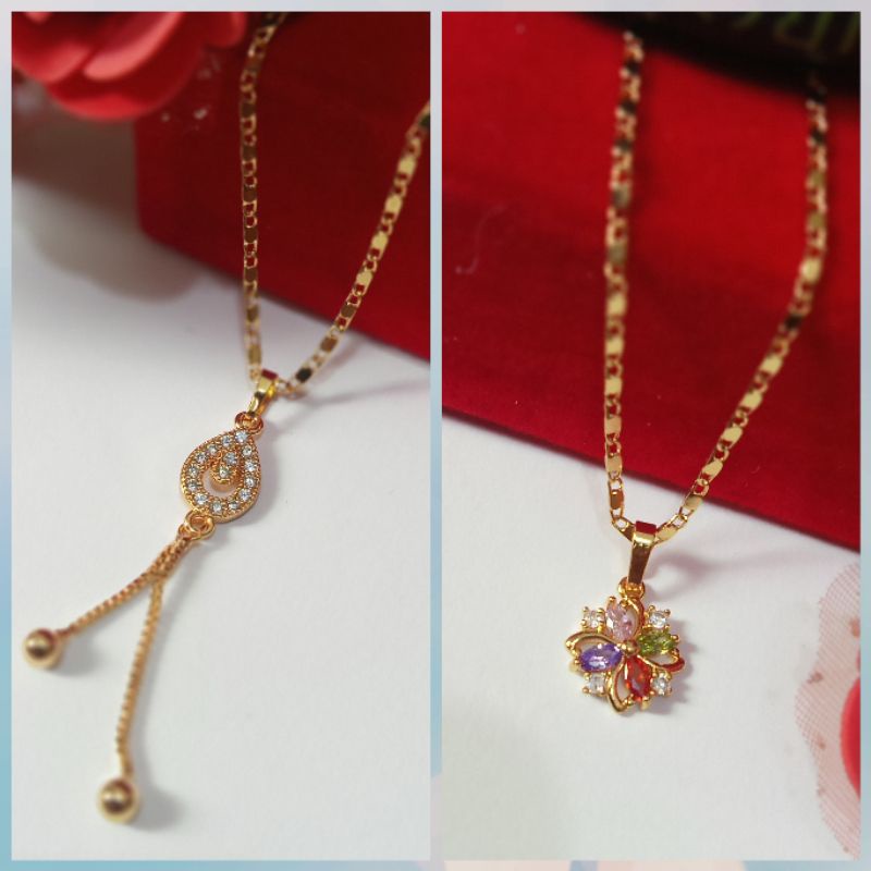 kalung+liontin xuping wanita berlapis emas dengan mata zircon uk45cm