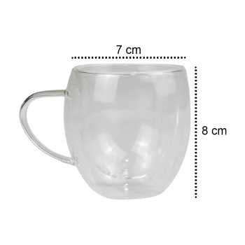 Cangkir Kopi Kaca Bening Anti Panas Double Wall Glass Round 160ml / Gelas Cangkir Kopi Susu Teh Aesthetic Estetik Unik Cantik Menarik Double Wall Layer Tebal Insulated Glass Borosilicate /Gelas Dua Lapis Tahan Anti Pecah Retak Kokoh Kuat Berkualitas Murah