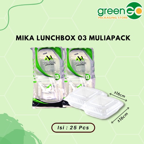 MIKA LUNCHBOX 03 MULIAPACK ISI 25 PCS MIKA PLASTIK KOTAK MAKAN BESAR LUNCH BOX PLASTIK 3 POLOS TANPA