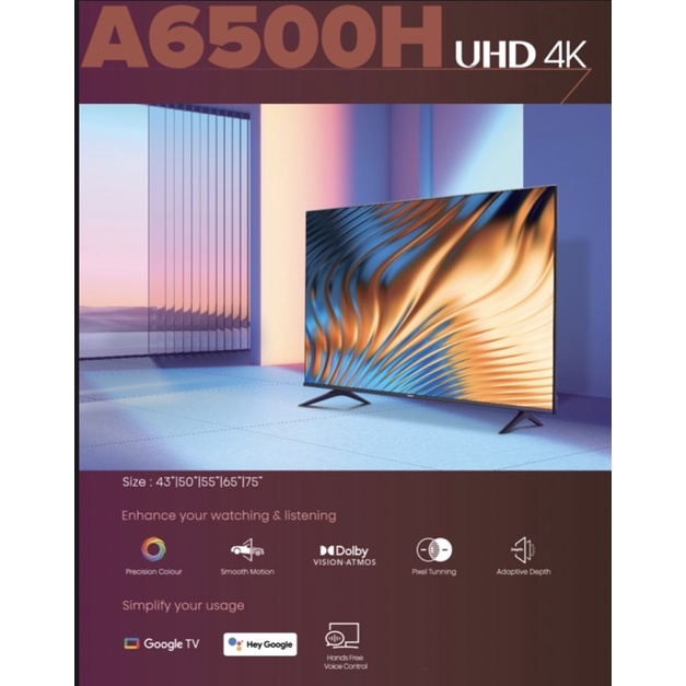 TV Hisense 55inch 55A6500 Garansi Resmi Lampung