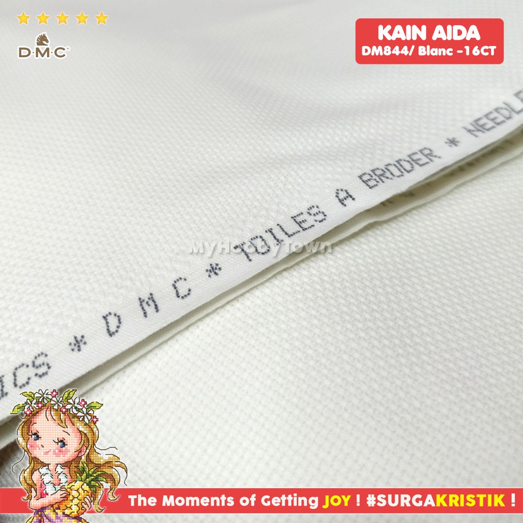 Kain Sulam Kristik Strimin Aida DMC 16ct BLANC WHITE Putih DM842