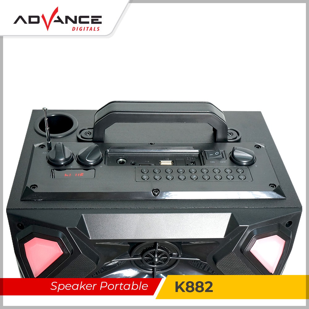 Advance Digitals K882 Speaker Bluetooth Salon Aktif Portabel 8&quot; Ukuran Besar Gratis Mic