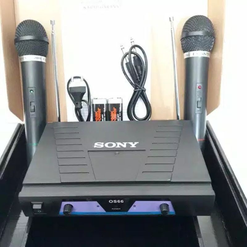 mic wireless sony os66 double mic handle sony os 66/mic tanpa kabel wireless microphone