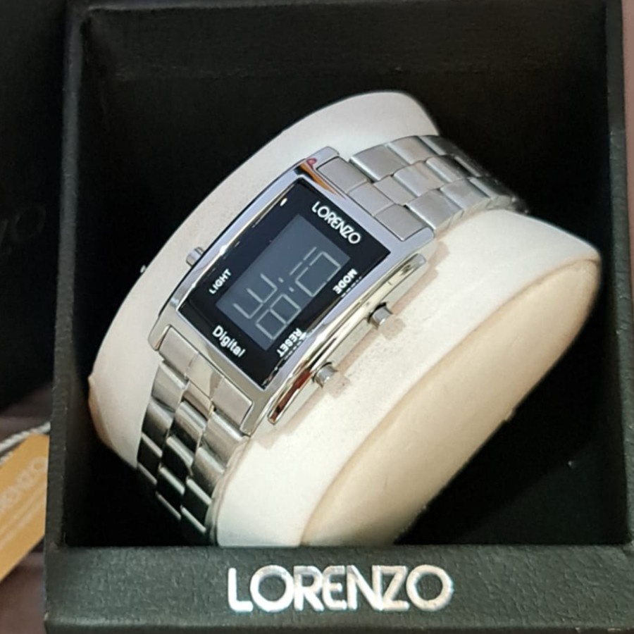 Jam Tangan Wanita Lorenzo 7111 Original Digital Rantai Stainless