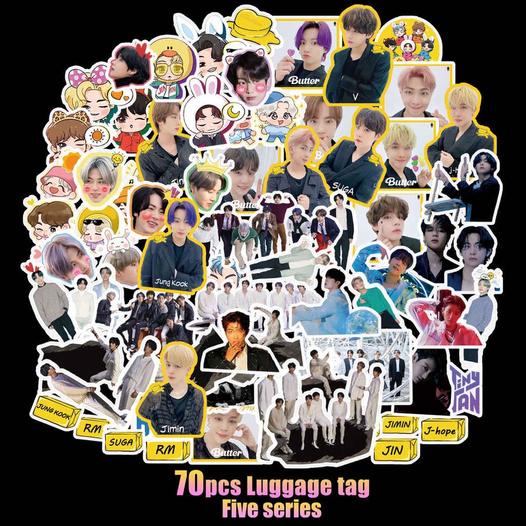 Stiker Motif Kartun BTS Untuk Koper