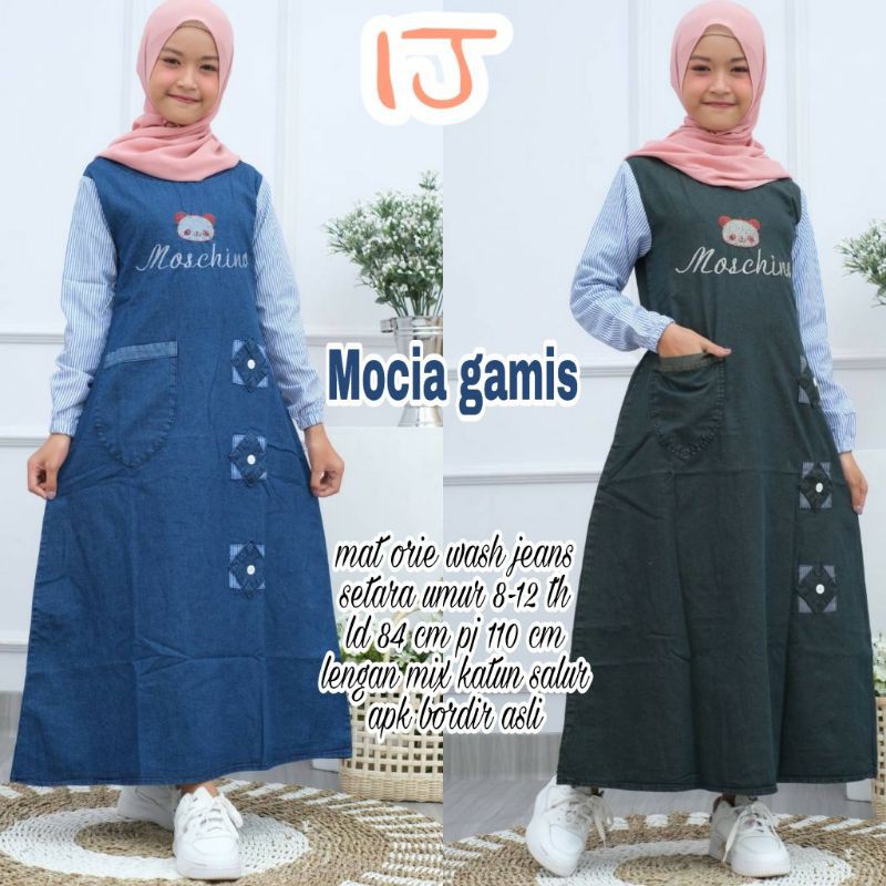 Gamis Jeans Anak Perempuan Tanggung Setara umur 7-11 Tahun Mochi